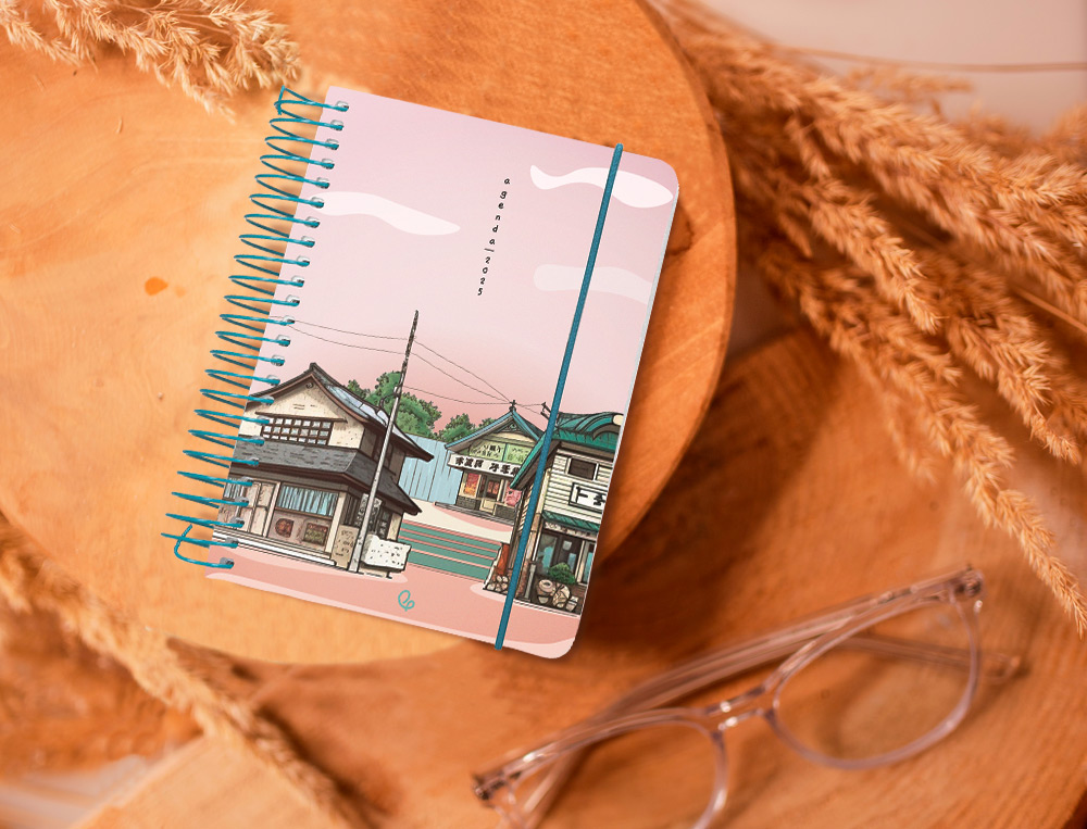 AGENDA ESPIRAL LIDERPAPEL SANTORINI A6 2025 DIA PAGINA 4 DISEÑOS SURTIDOS PAPEL 60GR