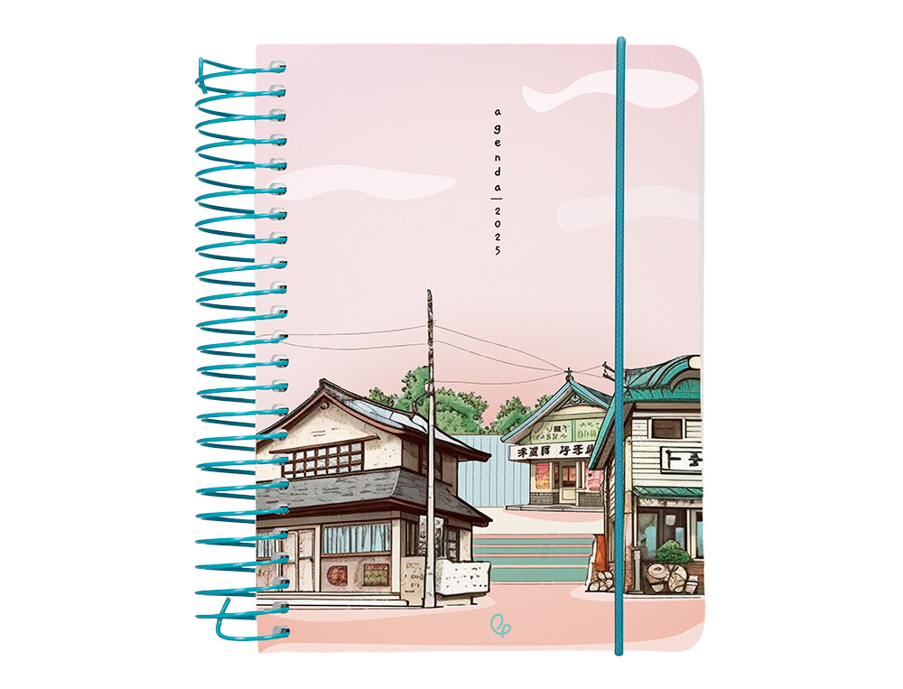 AGENDA ESPIRAL LIDERPAPEL SANTORINI A6 2025 DIA PAGINA 4 DISEÑOS SURTIDOS PAPEL 60GR