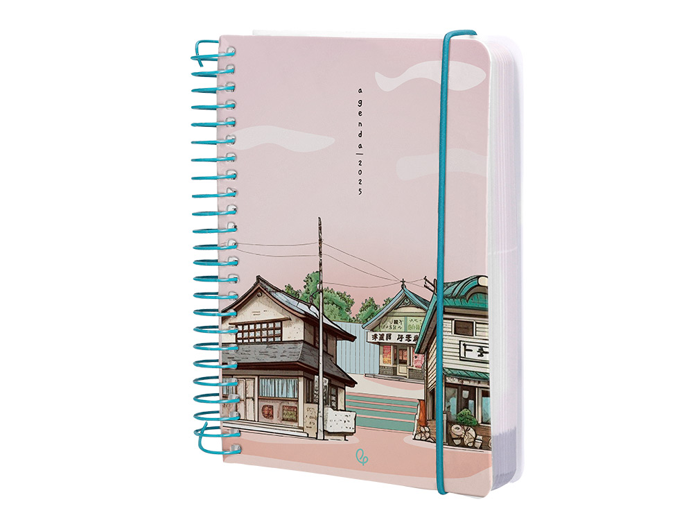 AGENDA ESPIRAL LIDERPAPEL SANTORINI A6 2025 DIA PAGINA 4 DISEÑOS SURTIDOS PAPEL 60GR