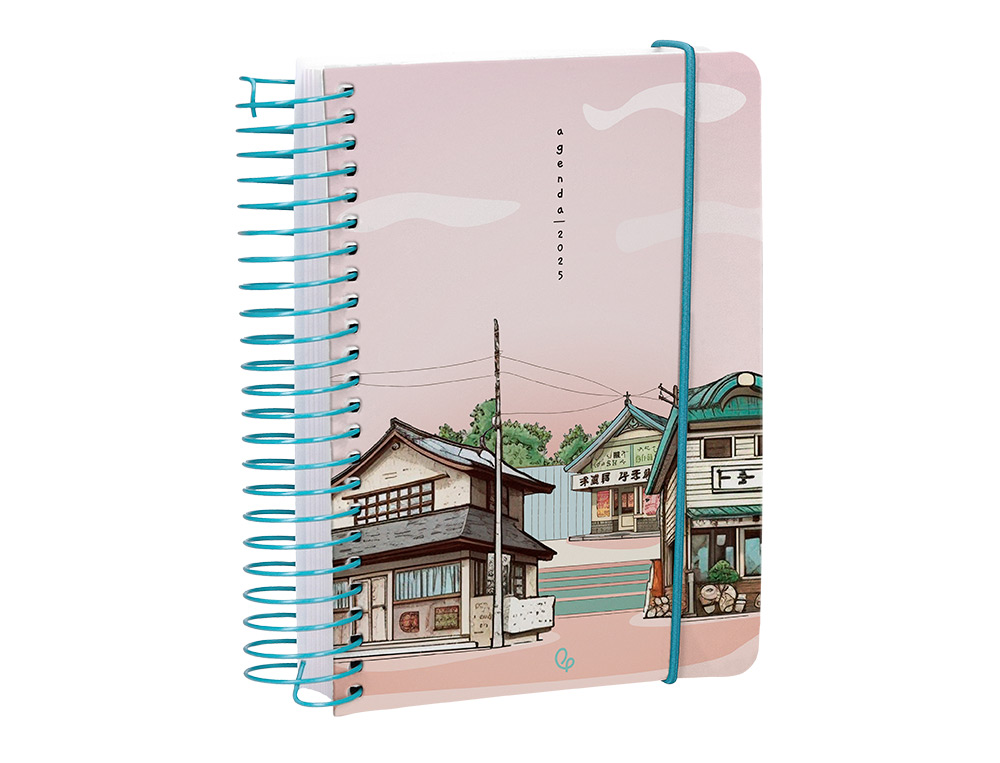 AGENDA ESPIRAL LIDERPAPEL SANTORINI A6 2025 DIA PAGINA 4 DISEÑOS SURTIDOS PAPEL 60GR