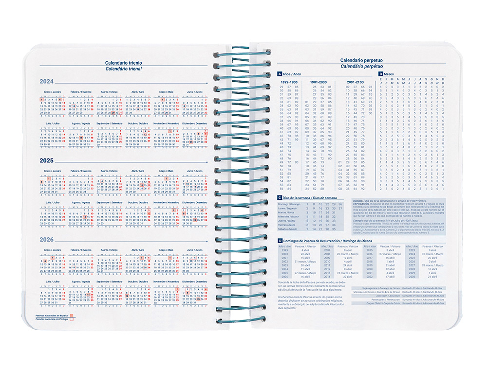 AGENDA ESPIRAL LIDERPAPEL SANTORINI A6 2025 DIA PAGINA ATARDECER ROSA PAPEL 60 GR