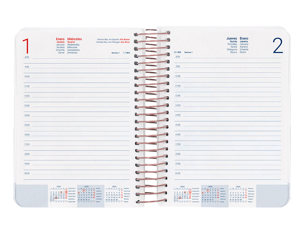 AGENDA ESPIRAL LIDERPAPEL SANTORINI A6 2025 DIA PAGINA CHERRY BLOSSOMS PAPEL 60 GR