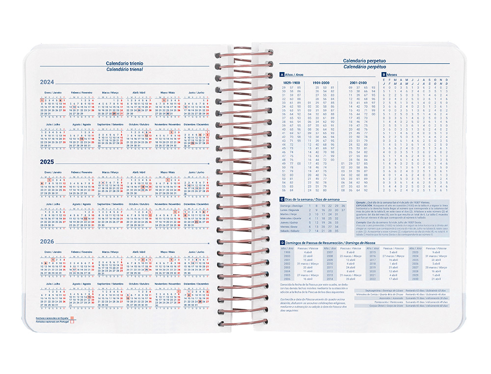 AGENDA ESPIRAL LIDERPAPEL SANT ORINI A6 2025 DIA PAGINA MOSAICO PAPEL 60 GR