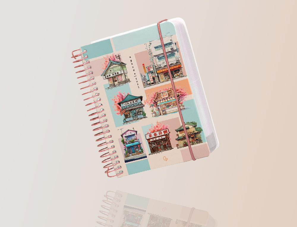 AGENDA ESPIRAL LIDERPAPEL SANT ORINI A6 2025 DIA PAGINA MOSAICO PAPEL 60 GR