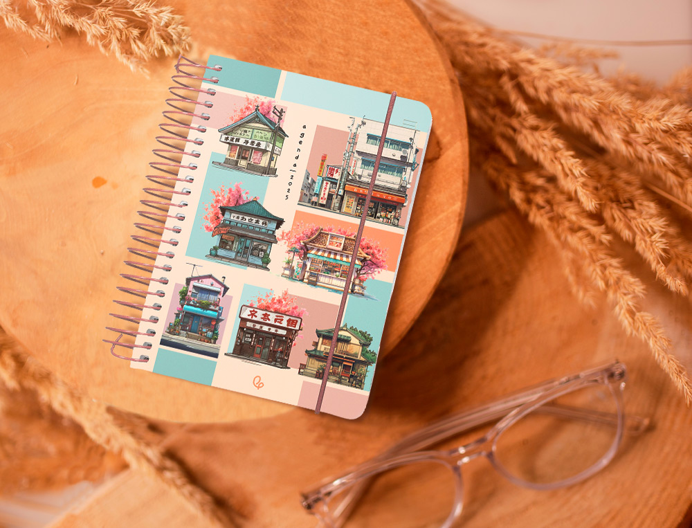 AGENDA ESPIRAL LIDERPAPEL SANT ORINI A6 2025 DIA PAGINA MOSAICO PAPEL 60 GR