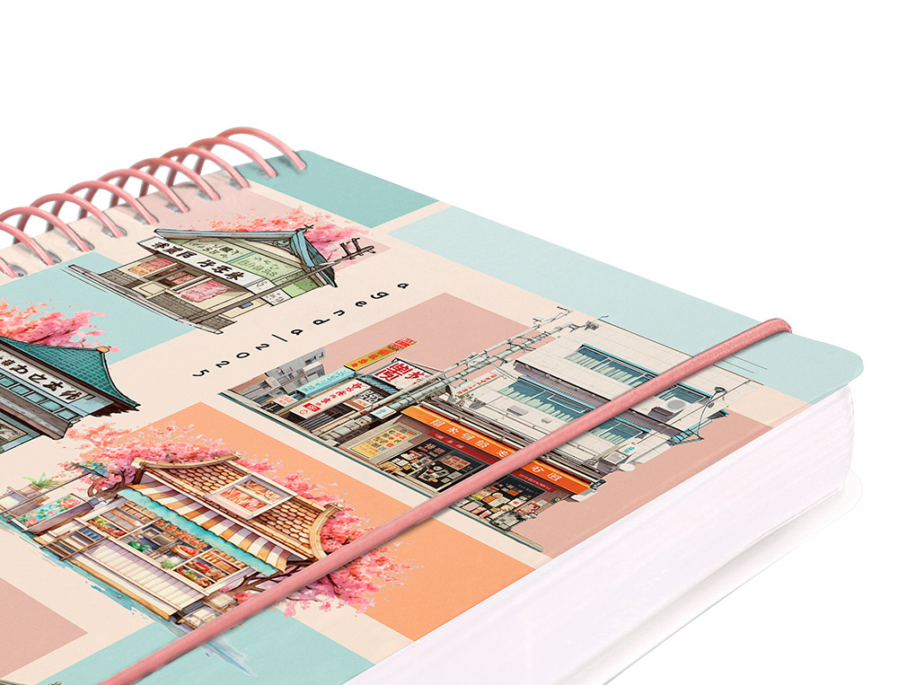 AGENDA ESPIRAL LIDERPAPEL SANT ORINI A6 2025 DIA PAGINA MOSAICO PAPEL 60 GR