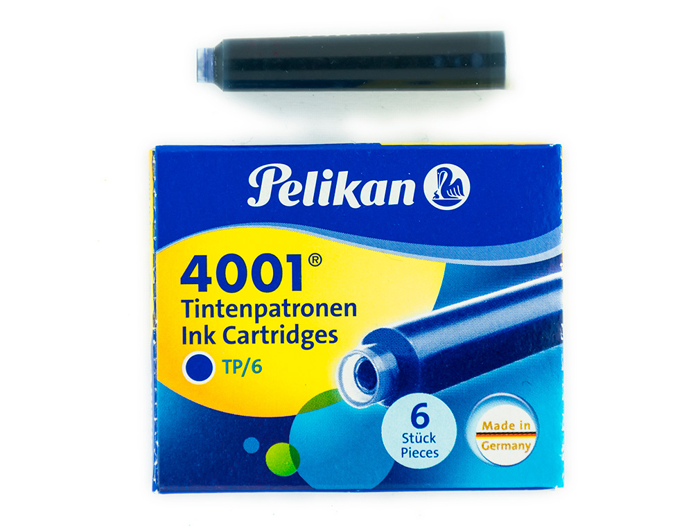 TINTA PARA PLUMAS PELIKAN AZUL REAL CAJA 6 CARTUCHOS