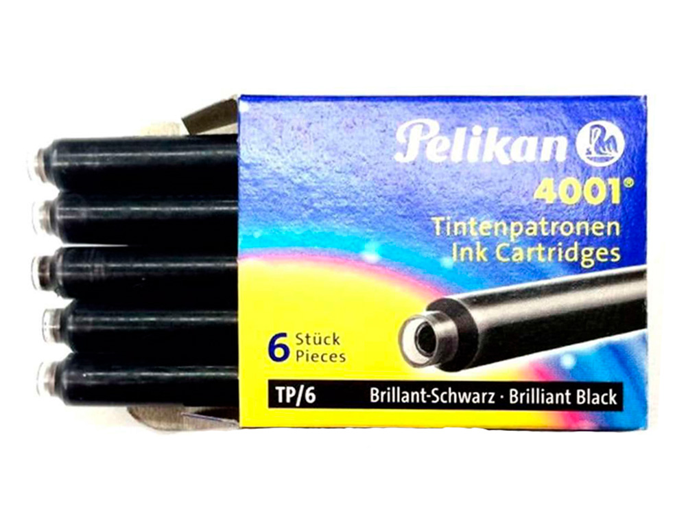 TINTA PARA PLUMAS PELIKAN NEGRA CAJA 6 CARTUCHOS