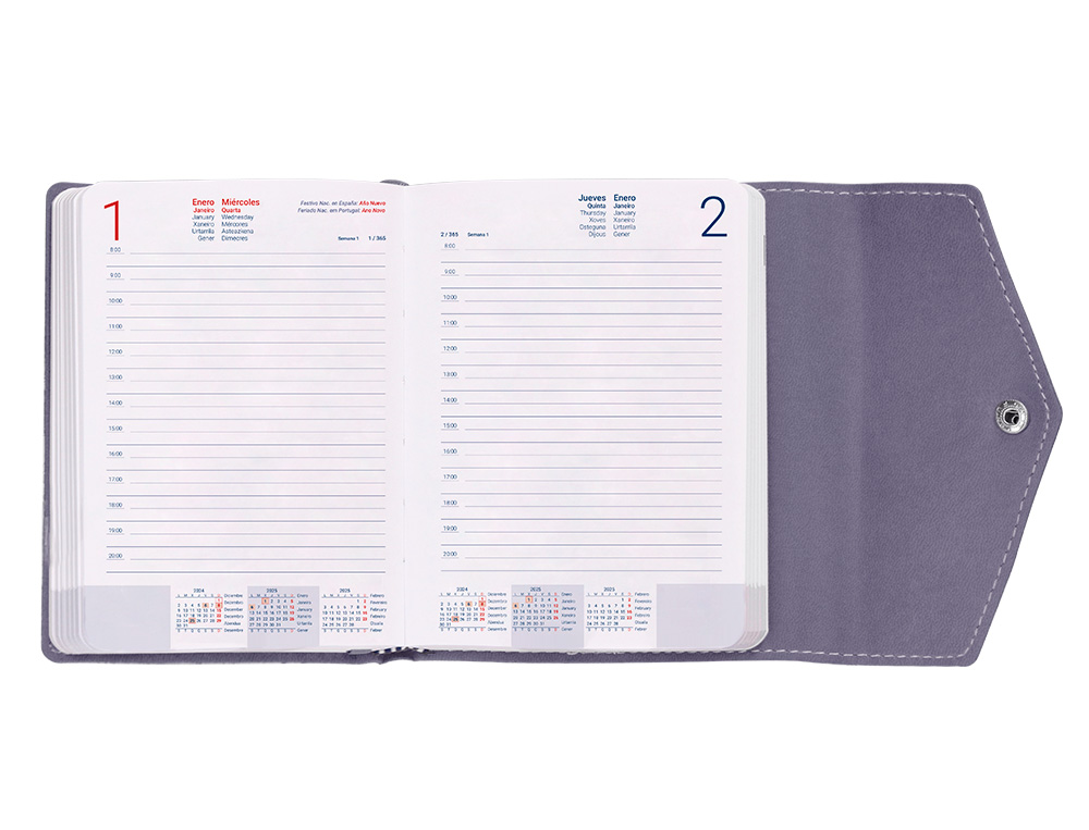 AGENDA ENCUADERNADA LIDERPAPEL PSARA A5 2025 DIA PAGINA PAPEL 70 GR COLORES SURTIDOS