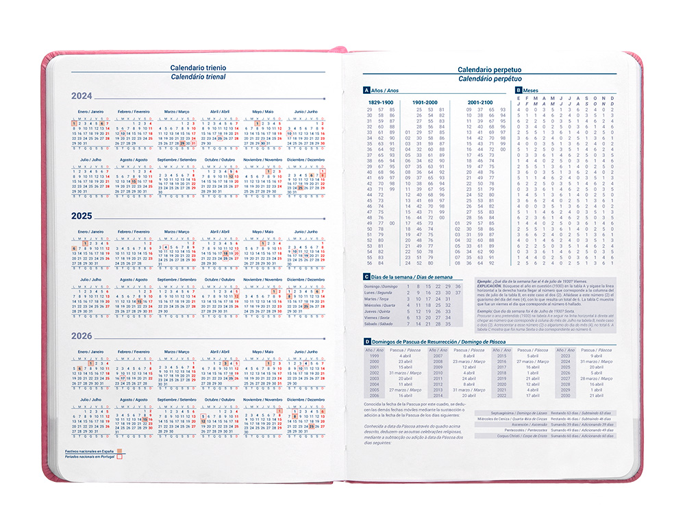 AGENDA ENCUADERNADA LIDERPAPEL KINAROS A5 2025 DIA PAGINA COLOR ROSA PAPEL 70 GR