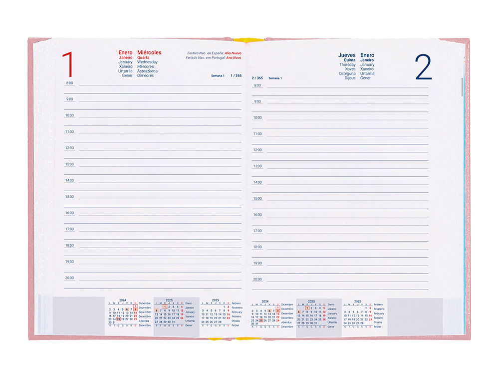 AGENDA ENCUADERNADA LIDERPAPEL CORFU A5 2025 DIA PAGINA COLOR ROSA NUDE PAPEL 60 GR