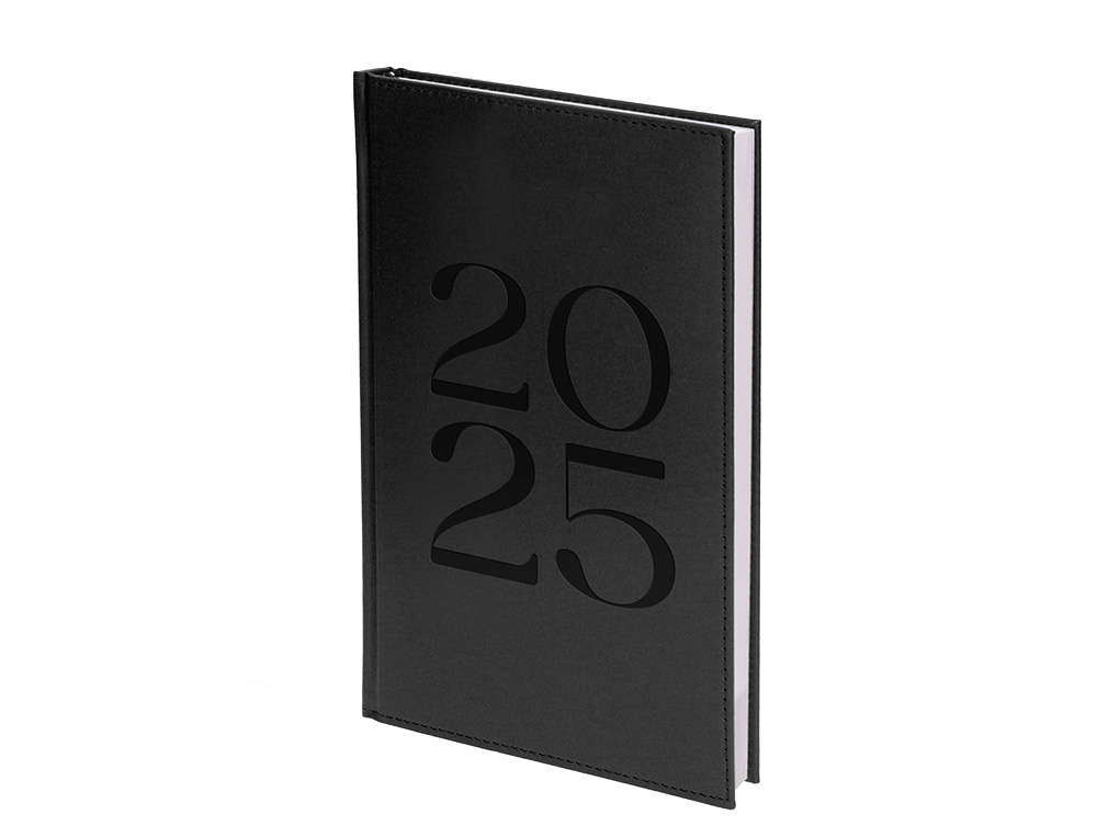AGENDA ENCUADERNADA LIDERPAPEL CRETA 80X15 MM 2025 SEMANA VISTA COLOR NEGRO PAPEL 70 GR