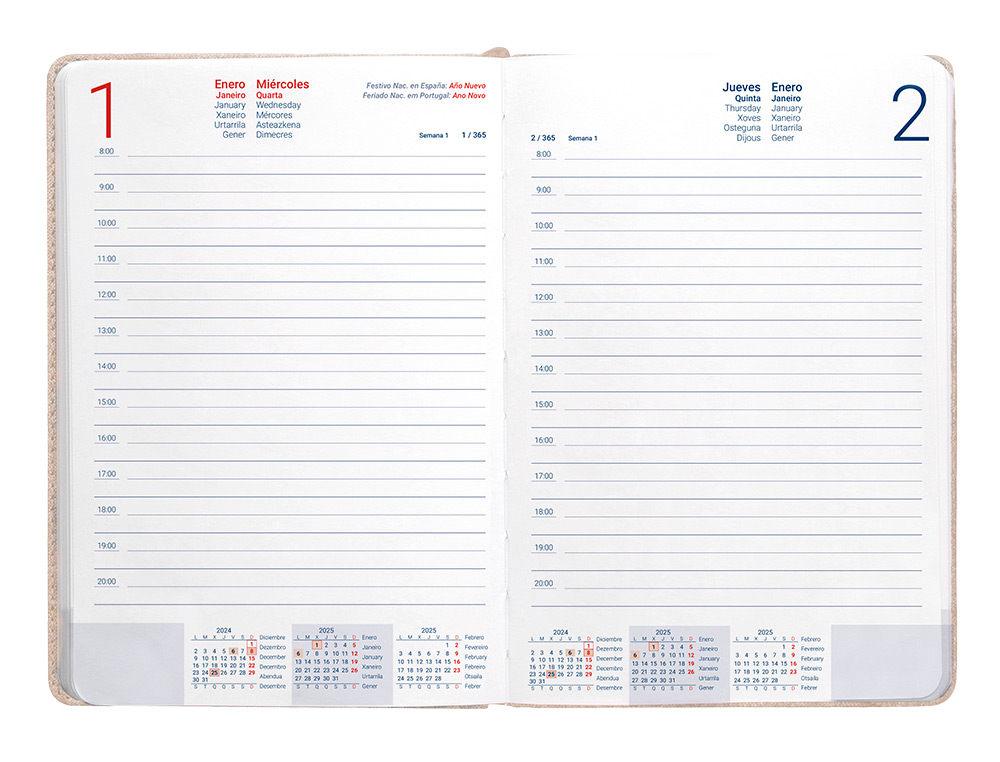 AGENDA ENCUADERNADA LIDERPAPEL SARIA A5 2025 DIA PAGINA COLOR GRIS PAPEL 70 GR