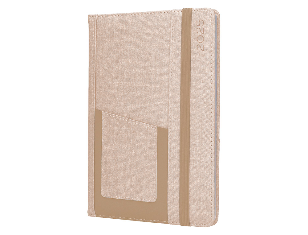 AGENDA ENCUADERNADA LIDERPAPEL SARIA A5 2025 DIA PAGINA COLOR GRIS PAPEL 70 GR