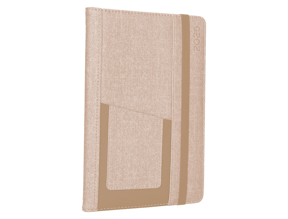 AGENDA ENCUADERNADA LIDERPAPEL SARIA A5 2025 DIA PAGINA COLOR GRIS PAPEL 70 GR