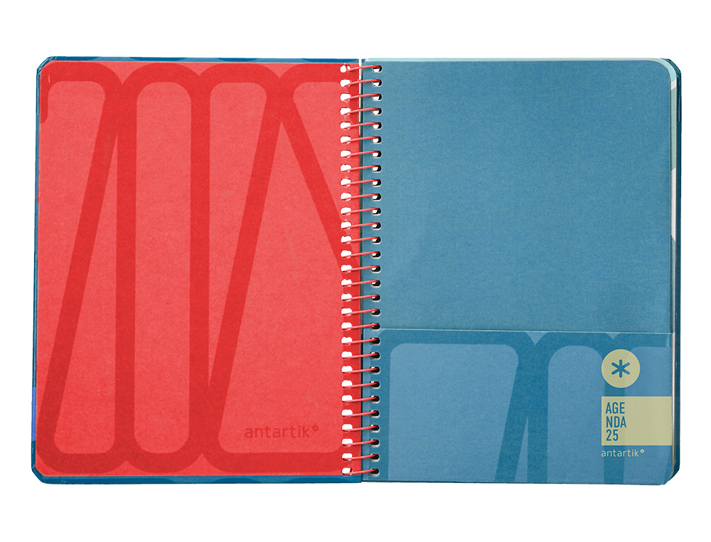 AGENDA ESPIRAL ANTARTIK BOLD A6 2025 SEMANA VISTA COLOR AZUL PAPEL 80 GR
