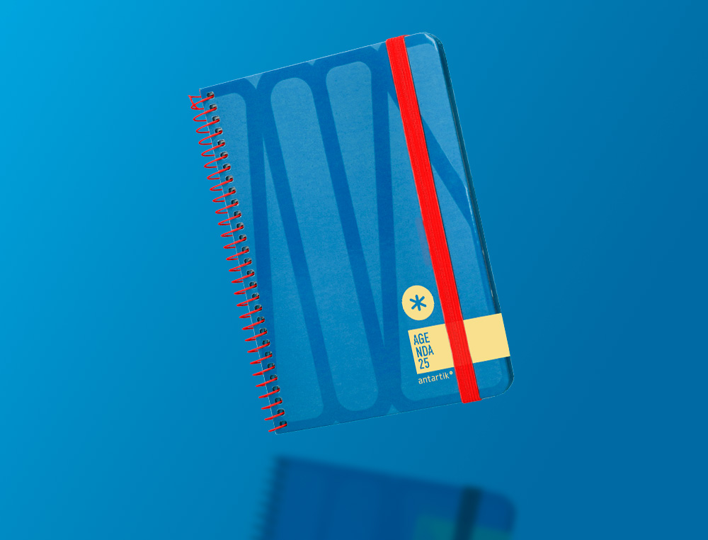 AGENDA ESPIRAL ANTARTIK BOLD A6 2025 SEMANA VISTA COLOR AZUL PAPEL 80 GR
