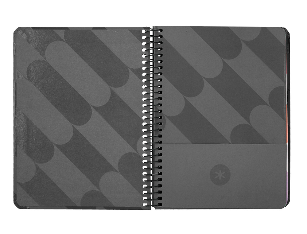 AGENDA ESPIRAL ANTARTIK PATTERN A6+ 2025 SEMANA VISTA COLOR NEGRO PAPEL 80 GR
