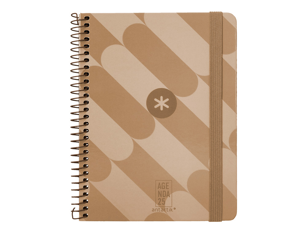 AGENDA ESPIRAL ANTARTIK PATTERN A6+ 2025 SEMANA VISTA COLOR ROSA NUDE PAPEL 80GR