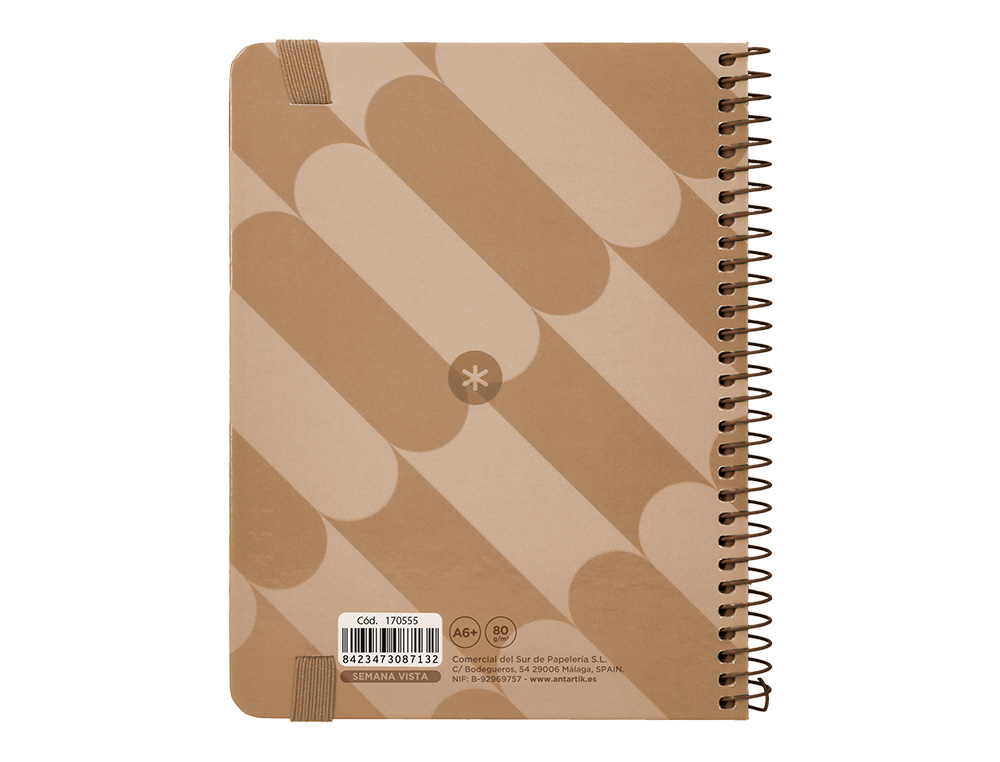 AGENDA ESPIRAL ANTARTIK PATTERN A6+ 2025 SEMANA VISTA COLOR ROSA NUDE PAPEL 80GR