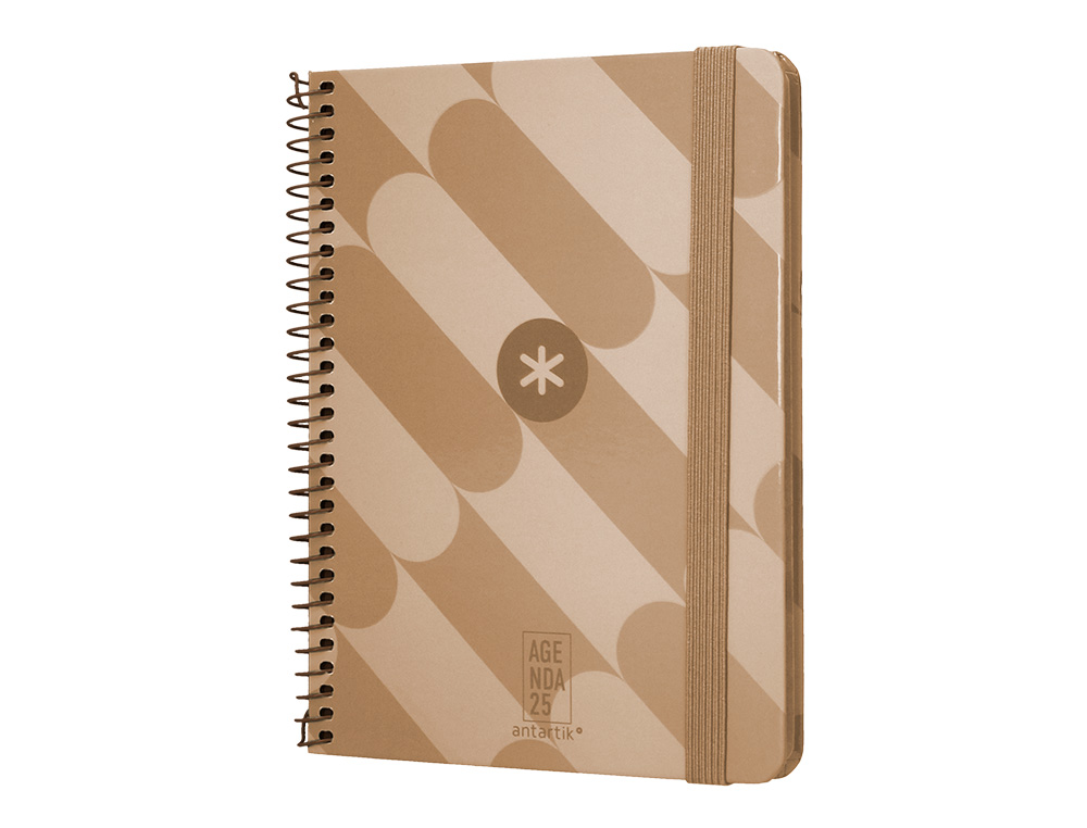 AGENDA ESPIRAL ANTARTIK PATTERN A6+ 2025 SEMANA VISTA COLOR ROSA NUDE PAPEL 80GR