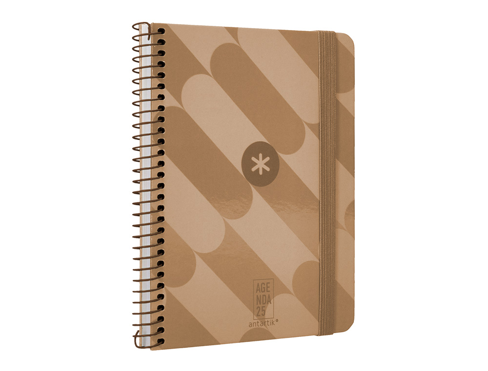 AGENDA ESPIRAL ANTARTIK PATTERN A6+ 2025 SEMANA VISTA COLOR ROSA NUDE PAPEL 80GR