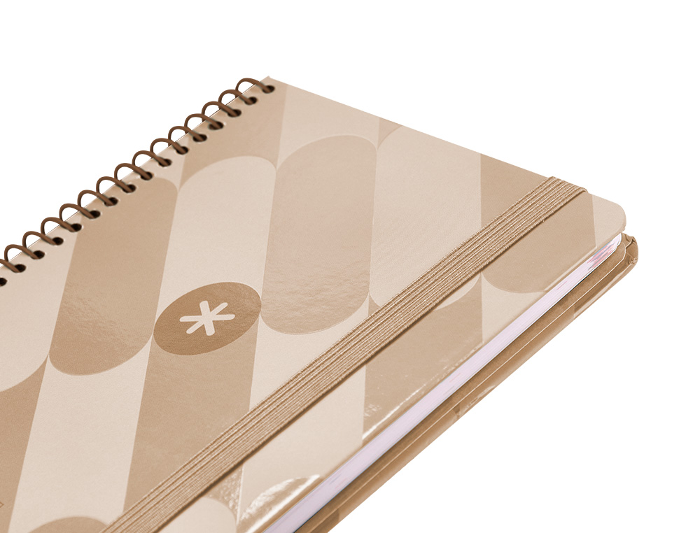AGENDA ESPIRAL ANTARTIK PATTERN A6+ 2025 SEMANA VISTA COLOR ROSA NUDE PAPEL 80GR