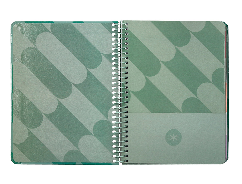AGENDA ESPIRAL ANTARTIK PATTERN A6+ 2025 SEMANA VISTA COLOR VERDE PAPEL 80 GR