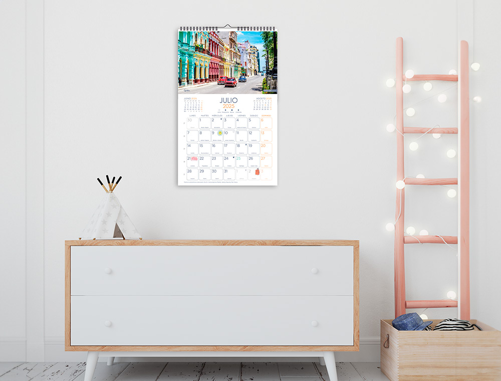 CALENDARIO ESPIRAL PARED LIDERPAPEL IMAGENES CIUDADES 2025 PARA ESCRIBIR 25X40 CM PAPEL 157 GR