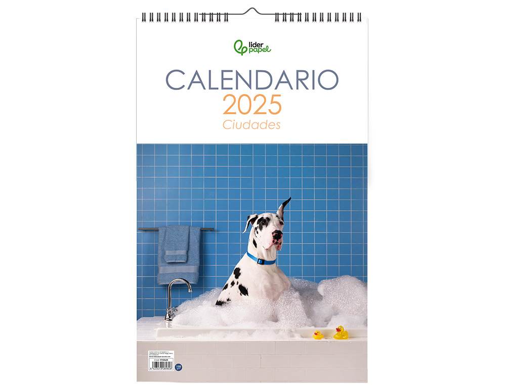 CALENDARIO ESPIRAL PARED LIDERPAPEL IMAGENES PERROS 2025 PARA ESCRIBIR 25X40 CM PAPEL 157 GR