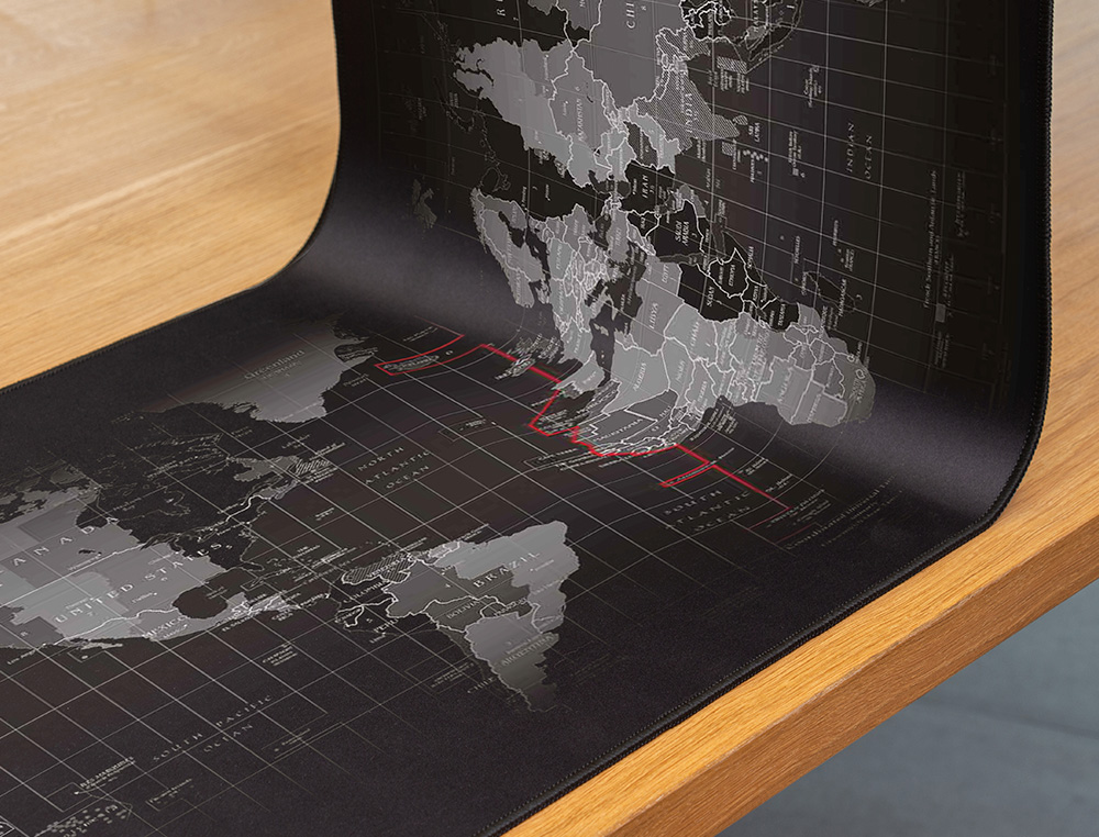 ALFOMBRILLA PARA RATON Q-CONNECT XXL NEGRA CON DISEÑO MAPA DEL MUNDO 900X400 MM