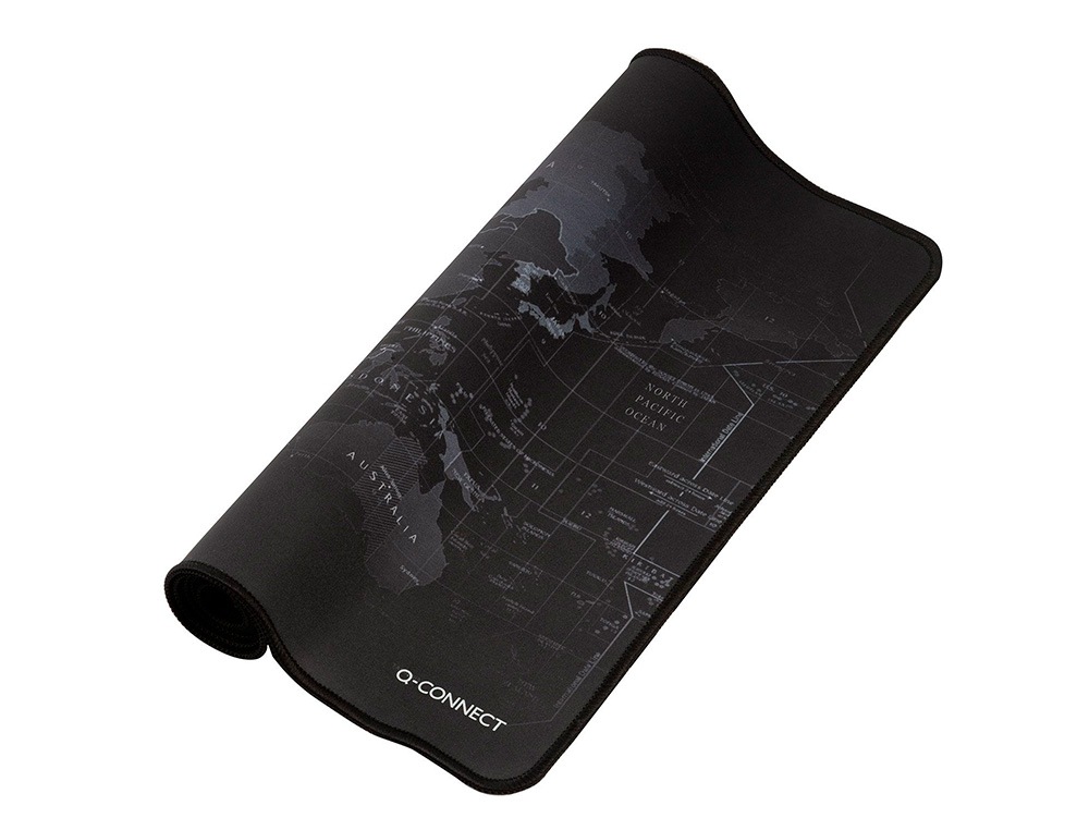 ALFOMBRILLA PARA RATON Q-CONNECT XXL NEGRA CON DISEÑO MAPA DEL MUNDO 900X400 MM
