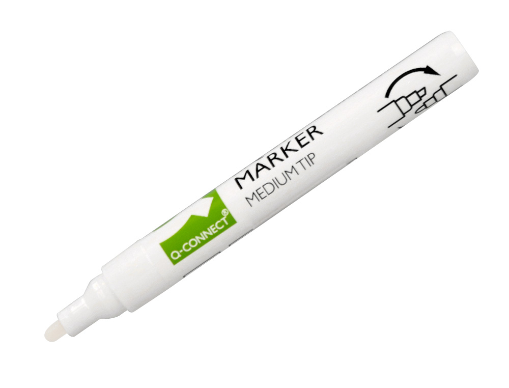 ROTULADOR Q-CONNECT TIZA LIQUIDA PUNTA REDONDA TRAZO 3 MM CAJA DE 4 UNIDADES COLOR BLANCO