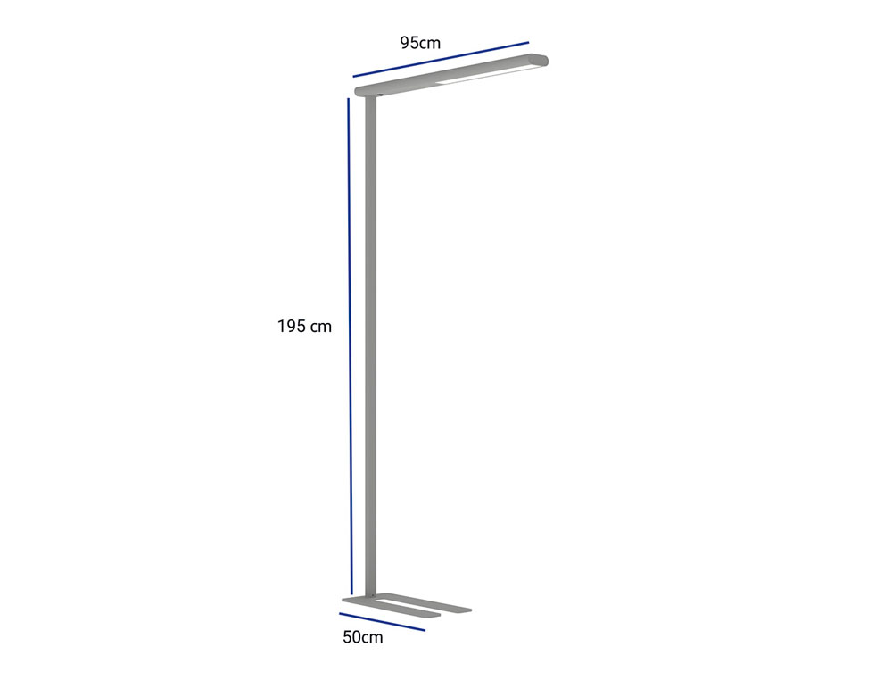 LAMPARA DE PIE ROCADA MAULJET LED 4 NIVELES INTENSIDAD COLOR PLATA 950X1950 MM