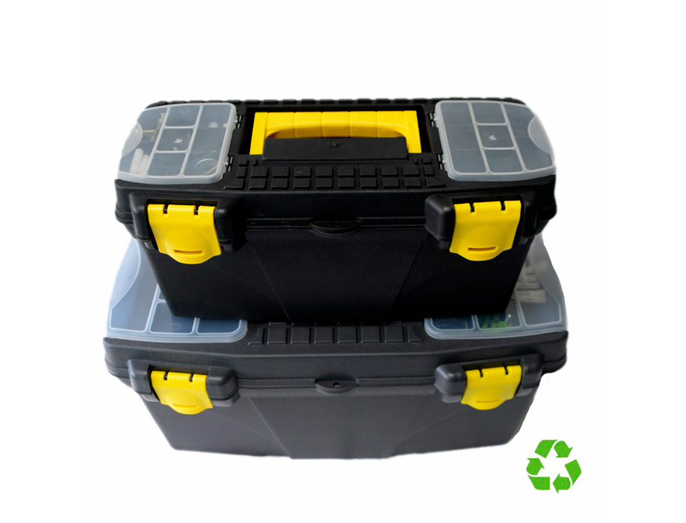 CAJA DE HERRAMIENTAS ARCHIVO 2000 CON BANDEJA ORGANIZADORA Y COMPARTIMENTOS VARIOS POLIPROPILENO RECICLADO 100%