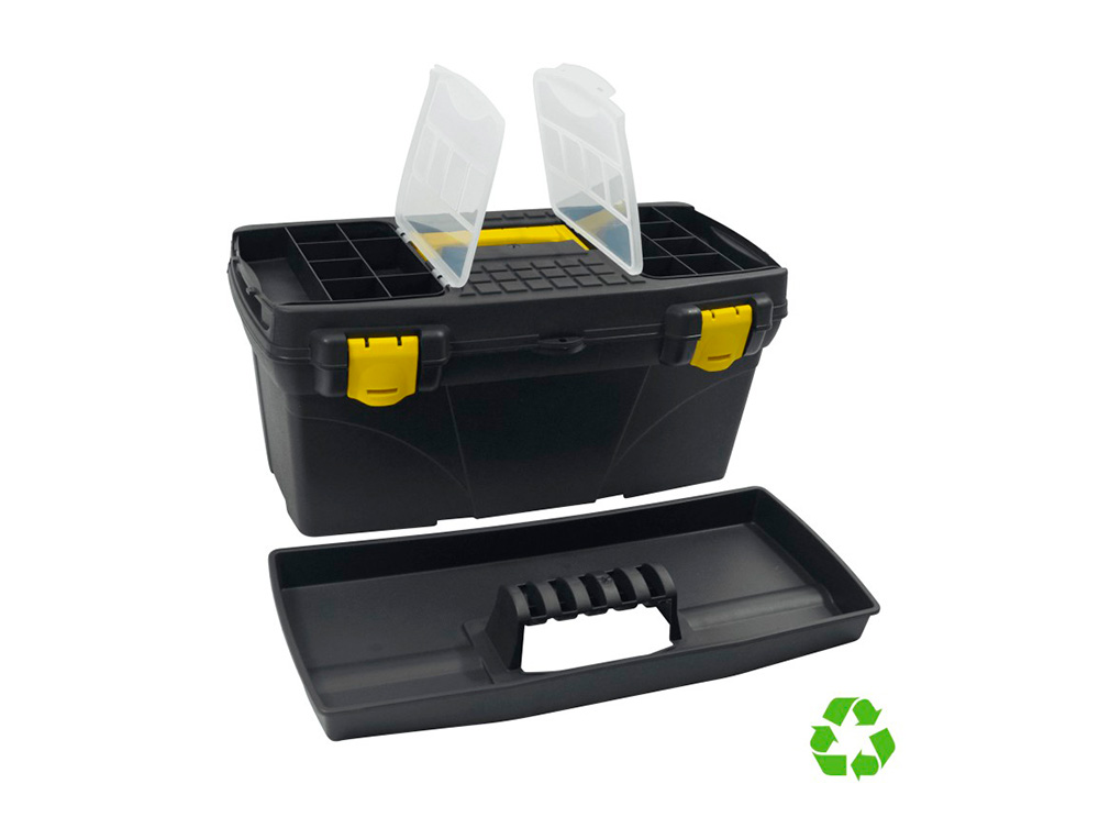 CAJA DE HERRAMIENTAS ARCHIVO 2000 CON BANDEJA ORGANIZADORA Y COMPARTIMENTOS VARIOS POLIPROPILENO RECICLADO 100%