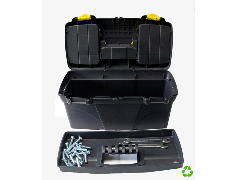 CAJA DE HERRAMIENTAS ARCHIVO 2000 CON BANDEJA ORGANIZADORA Y COMPARTIMENTOS VARIOS POLIPROPILENO RECICLADO 100%