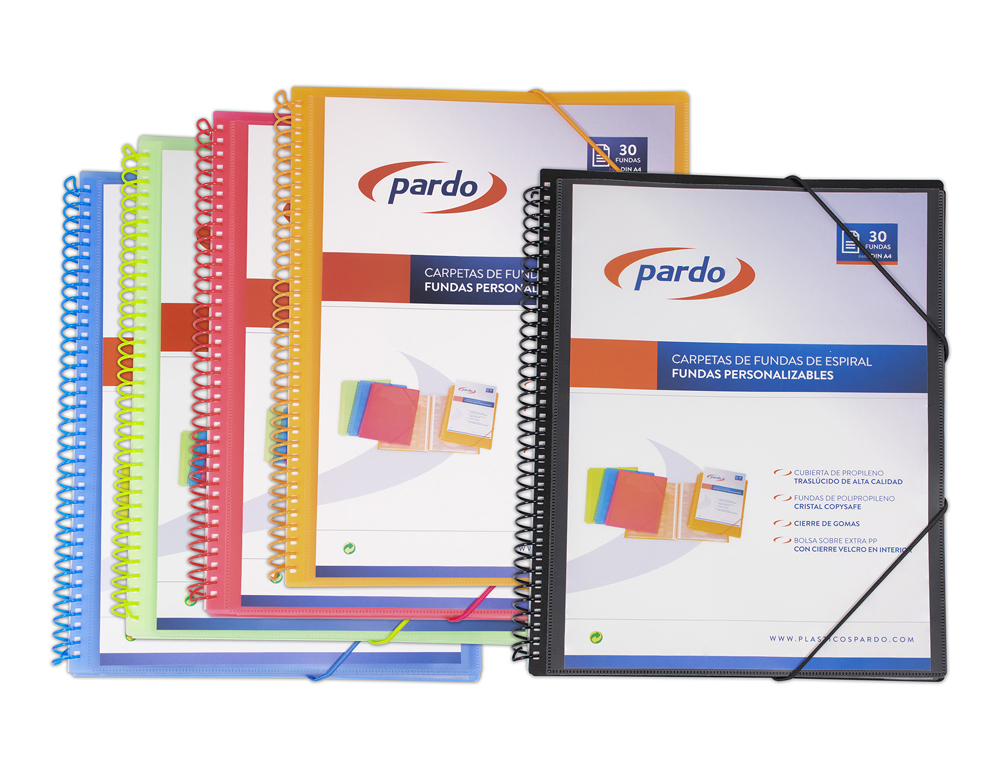 CARPETA PARDO ESCAPARATE CON ESPIRAL 30 FUNDAS FOLIO PERSONALIZABLE COLOR LILA