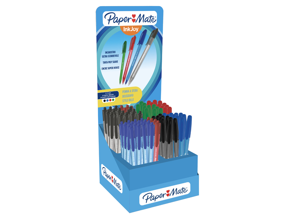 BOLIGRAFO PAPER MATE INKJOY 100 CAP / RT EXPOSITOR DE 300 UNIDADES COLORES SURTIDOS