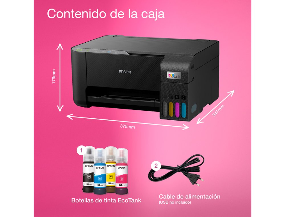 EQUIPO MULTIFUNCION EPSON ECOTANK ET-2860 TINTA COLOR DIN A4 33 PPM NEGRO / 15 PPM COLOR WIFI IMPRESORA ESCANER
