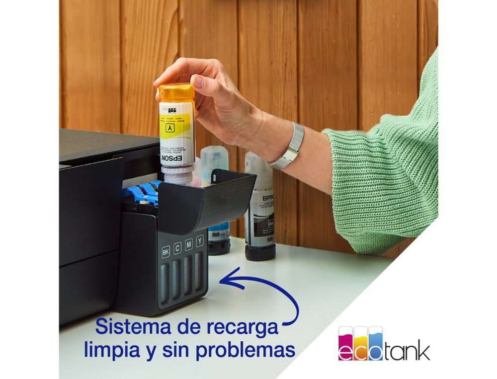 EQUIPO MULTIFUNCION EPSON ECOTANK ET-2860 TINTA COLOR DIN A4 33 PPM NEGRO / 15 PPM COLOR WIFI IMPRESORA ESCANER