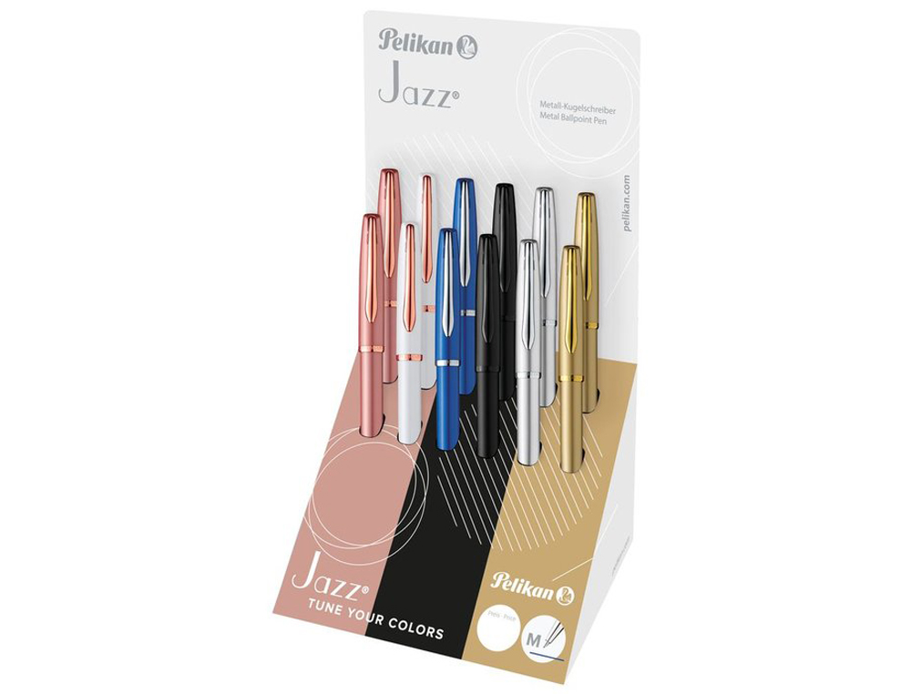 BOLIGRAFO PELIKAN JAZZ NOBLE ELEGANCE EXPOSITOR DE 12 UNIDADES COLORES SURTIDOS