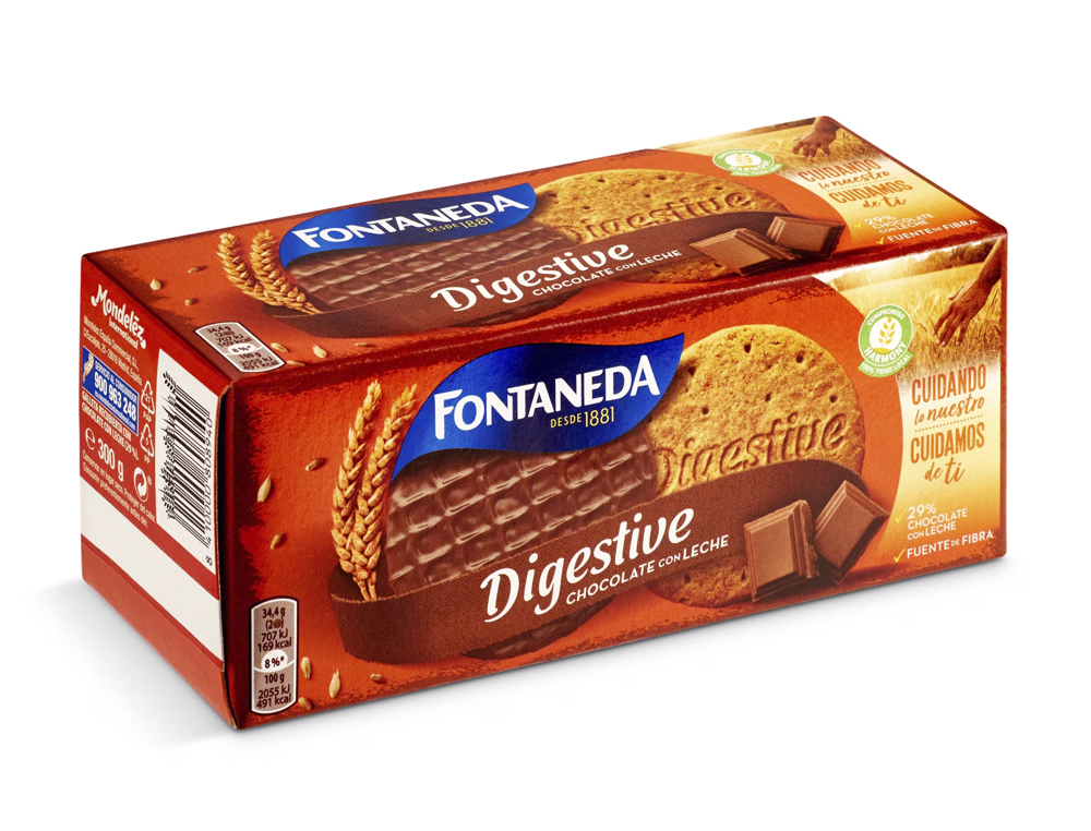 GALLETA FONTANEDA DIGESTIVE CHOCOLATE CON LECHE FIBRA CAJA DE 300 GR