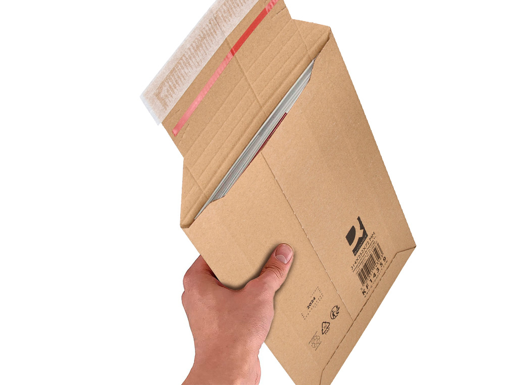 SOBRE PARA ENVIOS Q-CONNECT CARTON 100% RECICLADO Y RECICLABLE CIERRE AUTOADHESIVO314X252X72 MM COLOR KRAFT