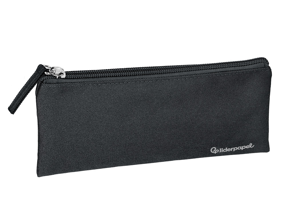 ESTUCHE PORTATODO LIDERPAPEL PLANO ANCHO UNA CREMALLERA 200X100 MM NEGRO