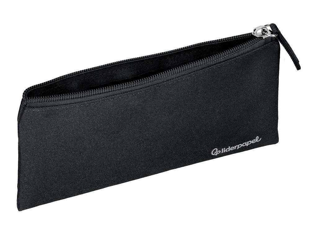 ESTUCHE PORTATODO LIDERPAPEL PLANO ANCHO UNA CREMALLERA 200X100 MM NEGRO