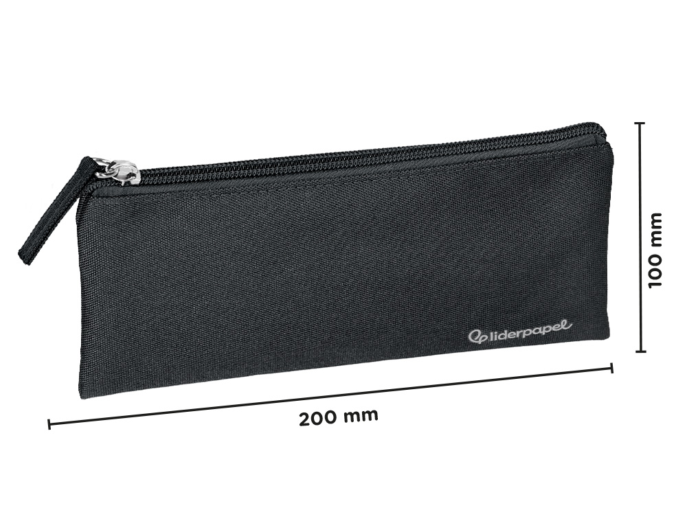 ESTUCHE PORTATODO LIDERPAPEL PLANO ANCHO UNA CREMALLERA 200X100 MM NEGRO