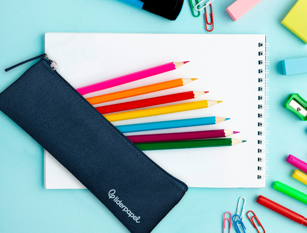 ESTUCHE PORTATODO LIDERPAPEL PLANO ESTRECHO UNA CREMALLERA 200X60 MM AZUL MARINO