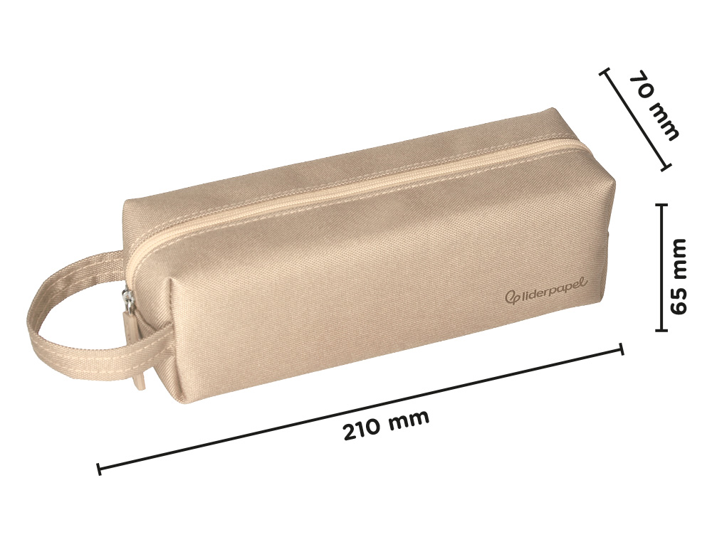 ESTUCHE PORTATODO LIDERPAPEL CLASSIC RECTANGULAR CON ASA 210X70MM CREMA