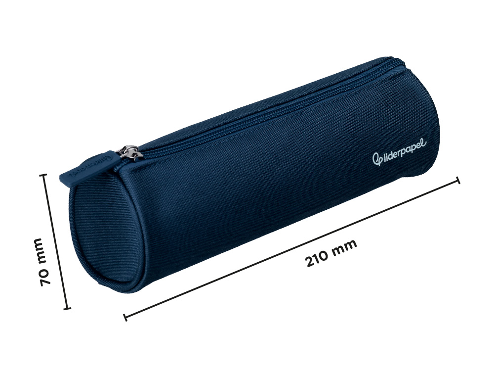 ESTUCHE PORTATODO LIDERPAPEL CLASSIC CILINDRICO ANCHO 210X70MM AZUL MARINO